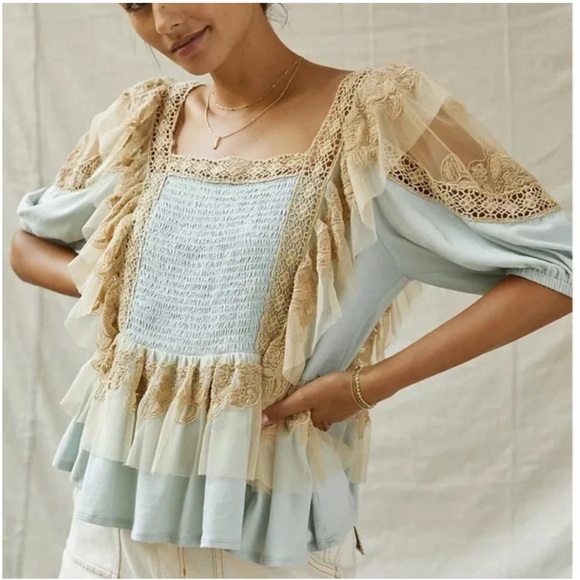 Anthropologie Tops - Anthropologie Forever That Girl Boho Peplum Princess Top